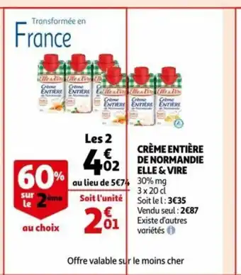 Auchan Creme Entiere De Normandie Elle & Vire offre