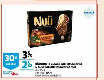 Auchan Batonnets Glaces Salted Caramel & Australian Macadamia Nuii offre