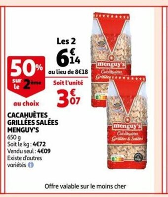 Auchan Cacahuétes Grillées Salées Menguy's offre