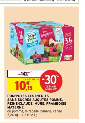 Intermarché Pom'Potes Les Inédits Sans Sucres Ajoutés Pomme, offre