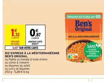 Intermarché Riz Express A La Méditerranéeenne Ben's Original offre