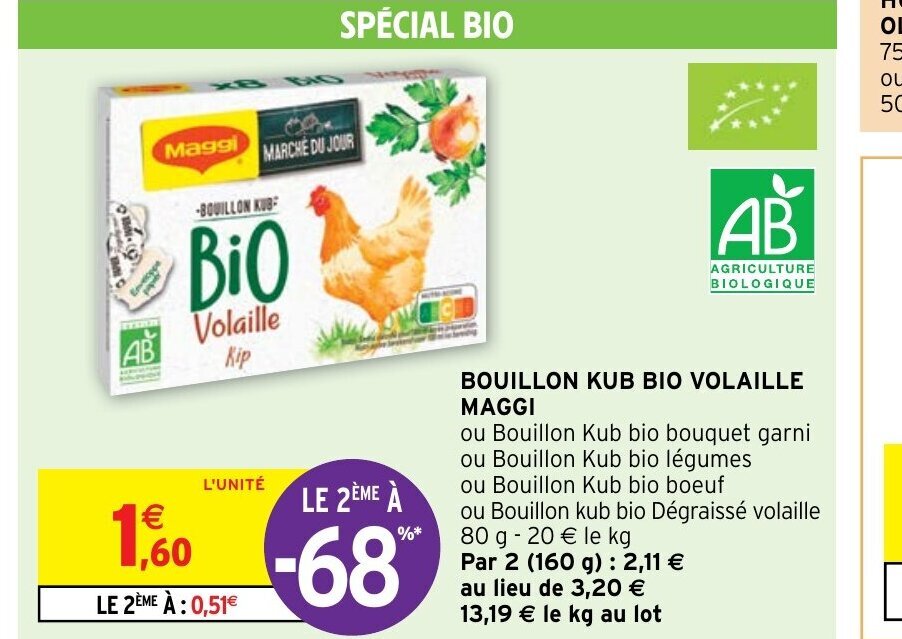 Promo Bouillon Kub Bio Volaille Maggi chez Intermarché