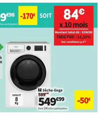 Conforama Sèche-linge hotpoint offre