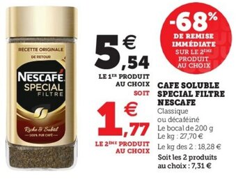 Super U Café Soluble Spécial Filtre Nescafé offre