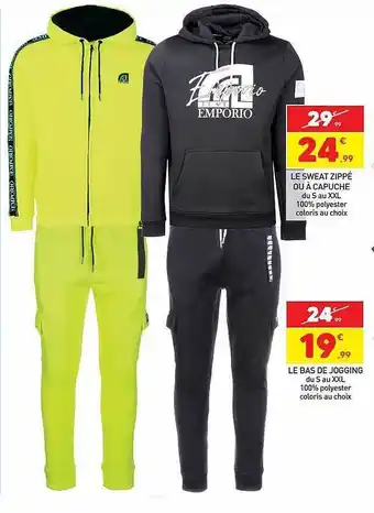 Le sweat zippé ou à capuche ou le bas de jogging