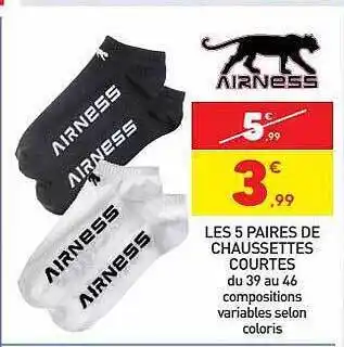 Les 5 paires de chaussettes courtes airness