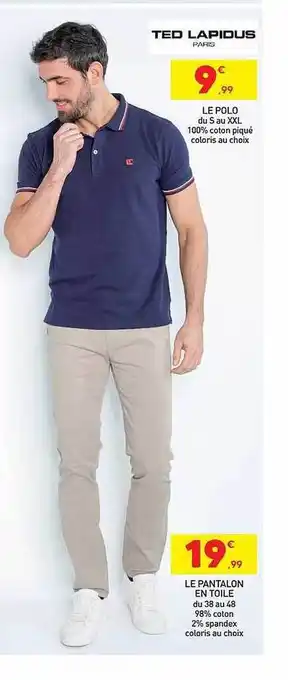 Stokomani Le polo ou le pantalon en toile ted lapidus offre
