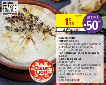Intermarché Hyper Camembert COEUR DE LION offre