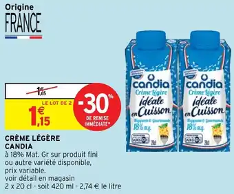 Intermarché Hyper Crème légère CANDIA offre