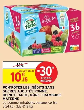 Intermarché Hyper Pom'potes les inédits sans sucre ajoutés pomme offre