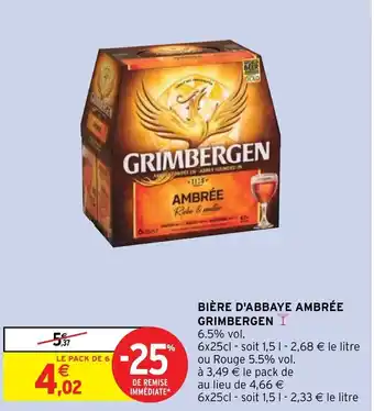 Intermarché Hyper Bière d'abbaye ambrée grimbergen offre