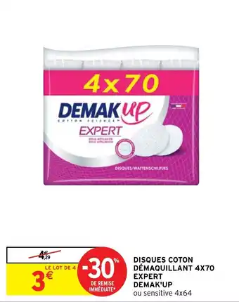 Intermarché Hyper Disques coton démaquillant 4X70 expert DEMAK'UP offre