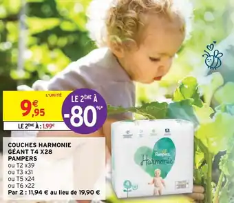 Intermarché Hyper Couches harmonie géant T4 X28 PAMPERS offre