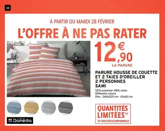 Intermarché Hyper Parure housse de couette et 2 taies d'oreiller 2 personnes sami offre