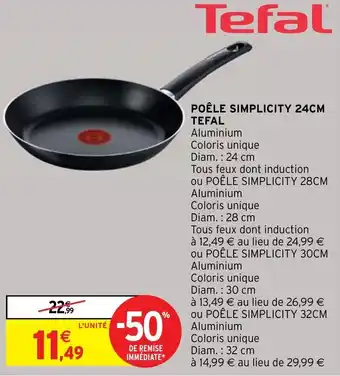 Intermarché Hyper Poêle simplicity 24cm TEFAL offre