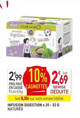 naturéO Infusion digestion x20-32 G offre