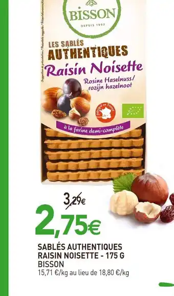 naturéO Sablés Authentiques Raisin Noisette - 175 G Bisson offre