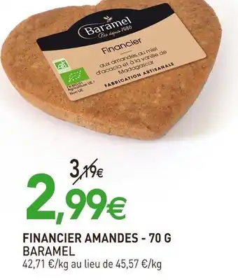 naturéO Financier Amandes - 70 G Baramel offre