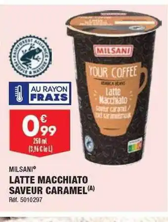 ALDI Latte macchiato saveur caramel milsani offre
