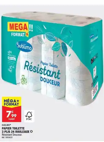 ALDI Papier toilette 3 plis 24 rouleaux sublimo offre