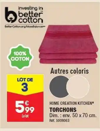 ALDI Torchons home creation kitchen offre