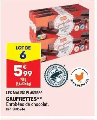 ALDI Gaufrettes les malins plaisirs offre