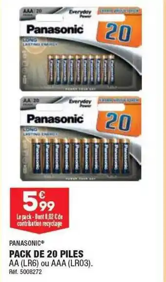 ALDI Pack de 20 piles panasonic offre