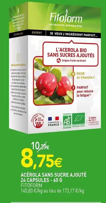 naturéO Acérola Sans Sucre Ajouté 24 Capsules - 60 G offre