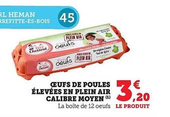 Hyper U Oeufs de poules élevées en plein air calibre moyen offre