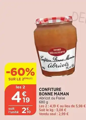 Maximarché Confiture bonne maman offre