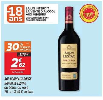 Netto Aop bordeaux rouge baron de lestac offre