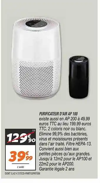 Netto Purificateur d'air ap100 offre