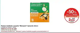 Monoprix Paniers feuilletés surgelés offre