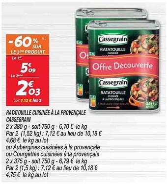 Netto Ratatouille cuisinée à la provençale cassegrain offre