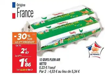 Netto 12 oeufs plein air offre