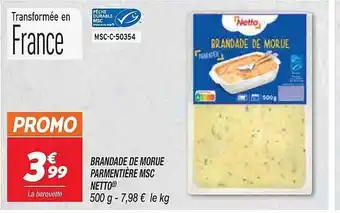 Netto Brandade de morue parmentière msc offre