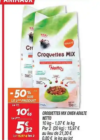Netto Croquettes mix chien adulte offre