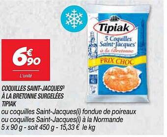 Netto Tipiak coquilles saint-jacques à la bretonne surgelées offre