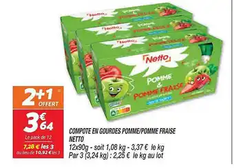 Netto Compote en gourdes pomme ou pomme fraise offre