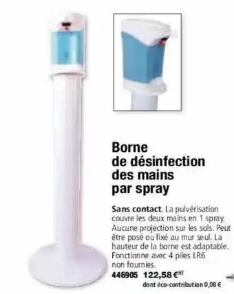 Borne de désinfection des mains par spray