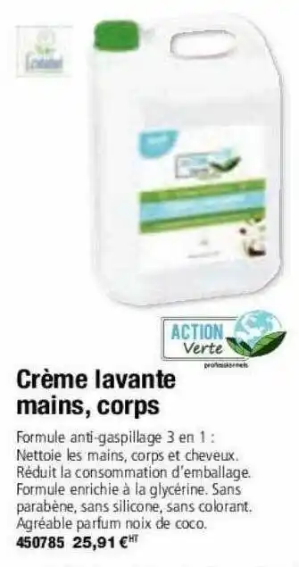 CrĂšme lavante mains, corps action verte