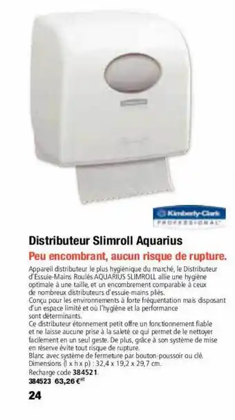 Calipage Distributeur slimroll aquarius offre