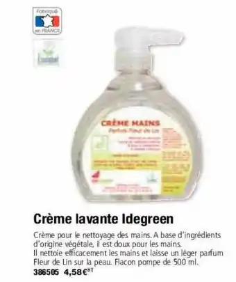 Calipage Crème lavante idegreen offre
