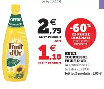 Super U Huile Tournesol Fruit D'Or offre