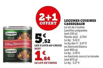 Super U Légumes cuisinés cassegrain offre