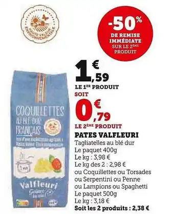 Super U Pâtes valfleuri offre