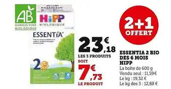 Super U Essentia 2 bio dès 6 mois hipp offre