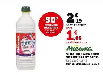 Super U Vinaigre ménager surpuissant 14° 1l mieuxa offre