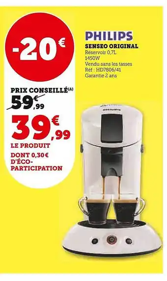Super U Senseo original philips offre
