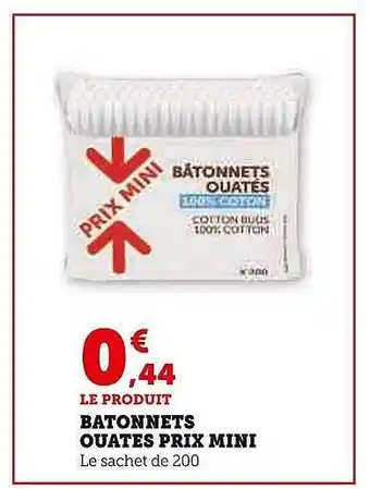 U Express Batonnets ouates prix mini offre